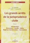 Les grands arrêts de la jurisprudence civile. Tome 1, Introduction, personnes, famille, biens, régimes matrimoniaux, successions vignette